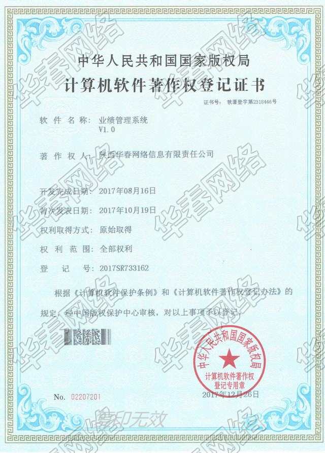 業(yè)績管理系統(tǒng)軟件著作權(quán)